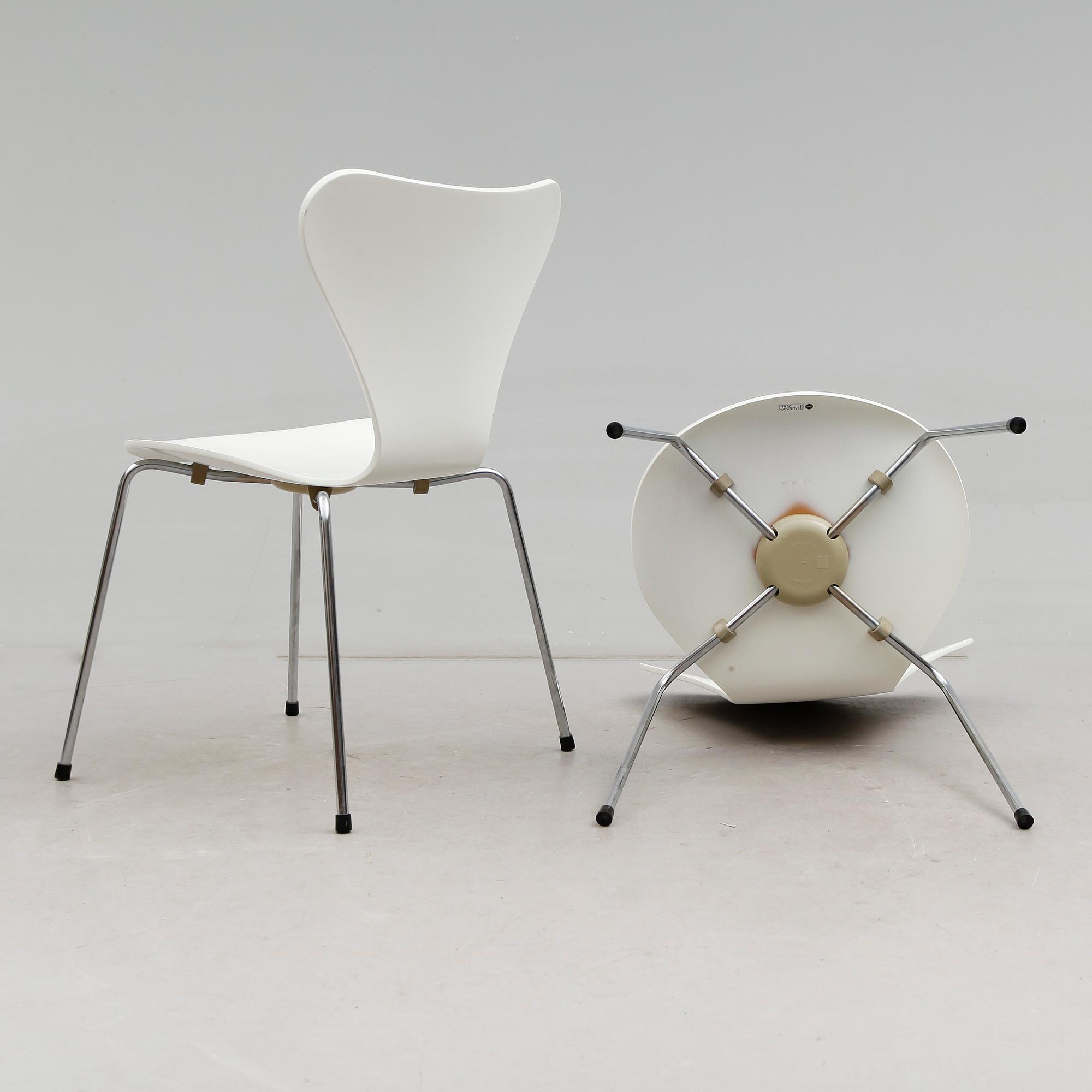 STOLAR, 6 st, "Sjuan", Arne Jacobsen, Fritz Hansen, 1980-tal.