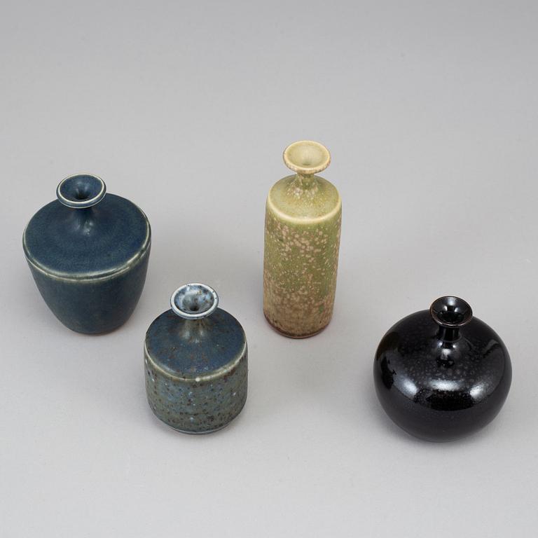 ROLF PALM, a set of four stoneware vases, Mölle, Sweden.