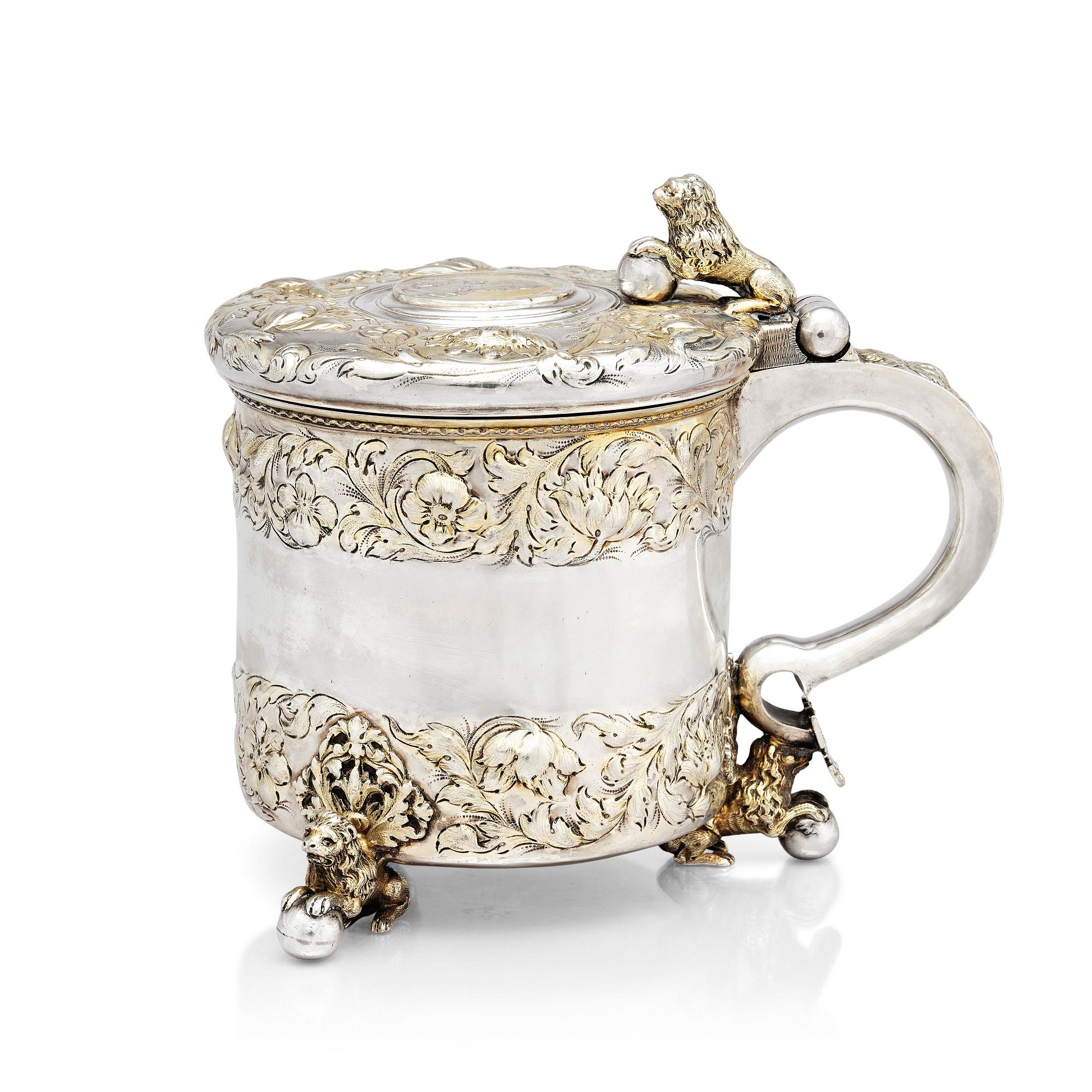 A Swedish Baroque parcel-gilt silver tankard, mark of Baltzar Ekeström, Halmstad 1768.
