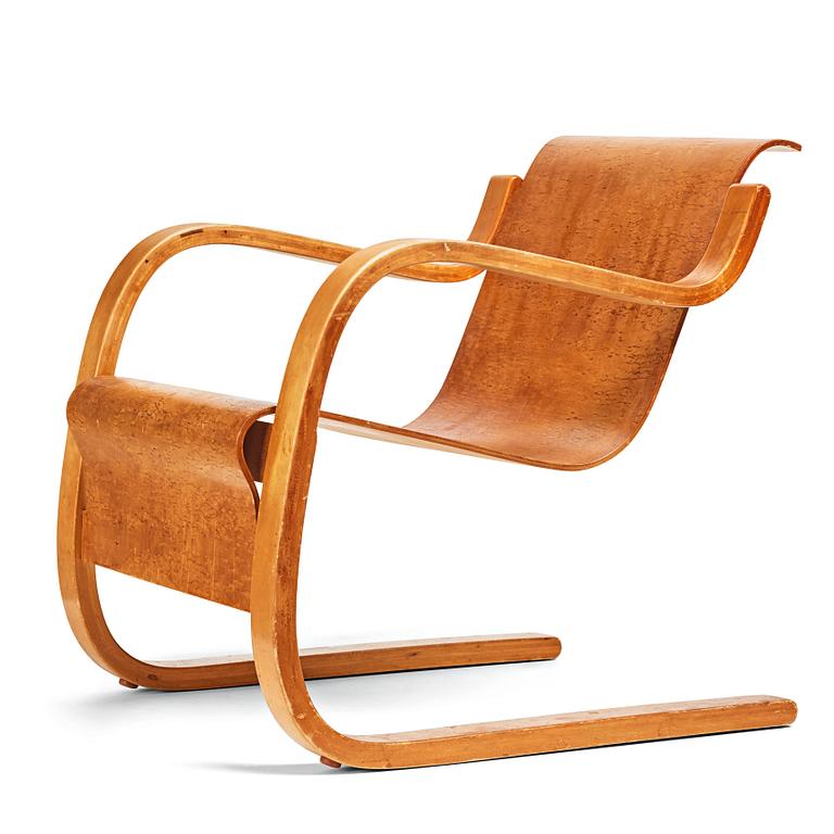 Alvar Aalto, a model nr 31 birch armchair, executed on license by Aalto Design Hedemora, Sweden 1945-54.