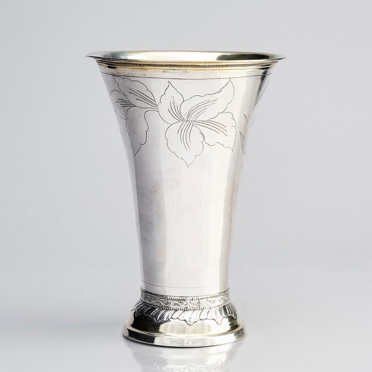 A Swedish 18th century parcel-gilt silver beaker, mark of Anders Ulfsberg, Nyköping 1795.