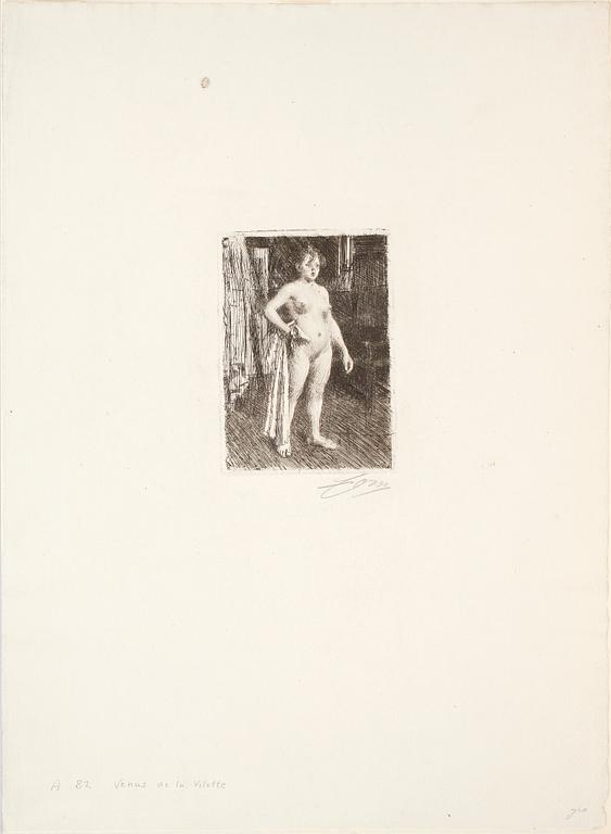ANDERS ZORN, etsning, utförd 1893, signerad med blyerts.