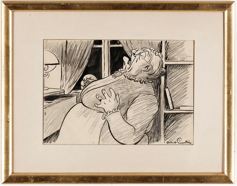 ALBERT ENGSTRÖM, teckning på papper, signerad.