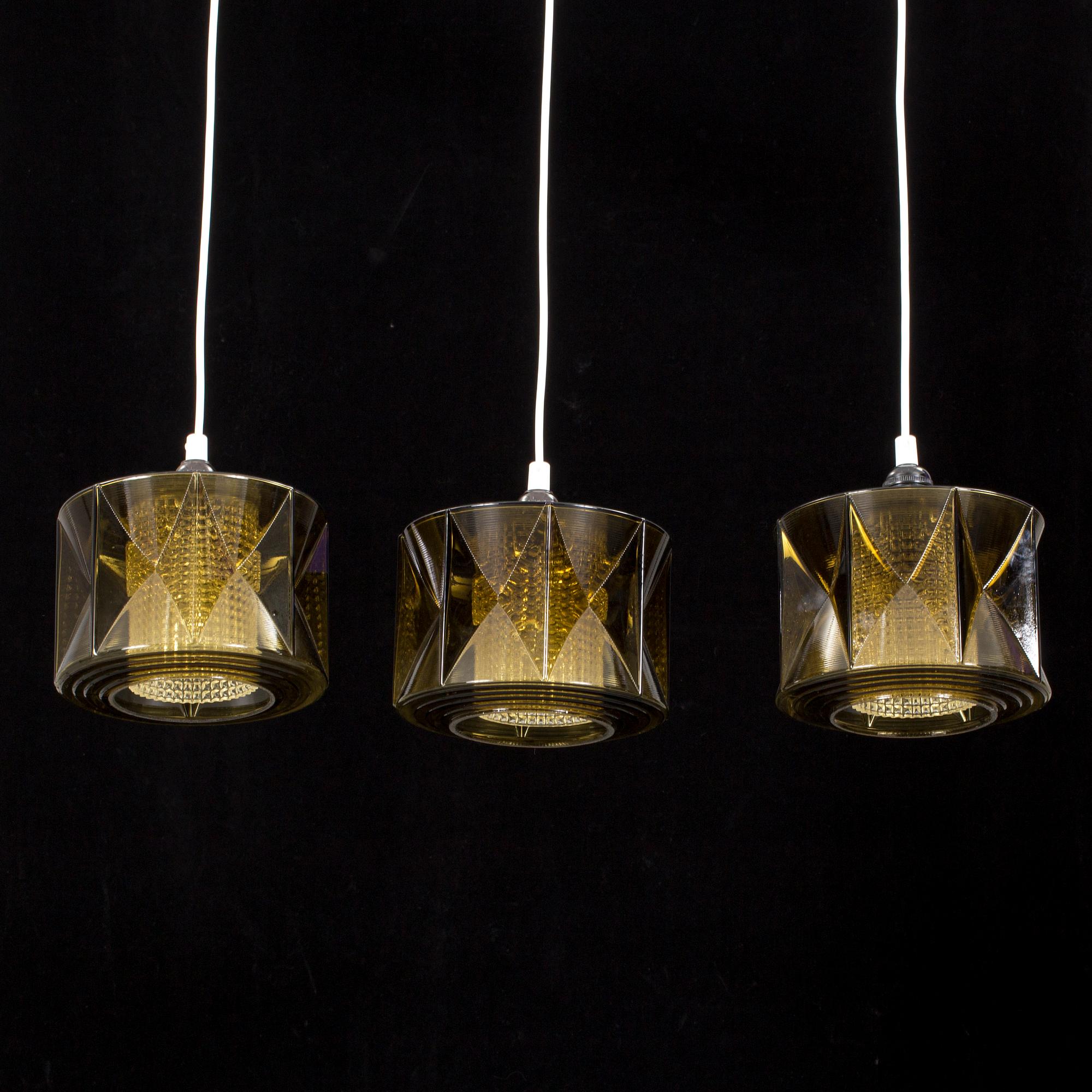 TAKLAMPOR, 3 st, glas, Carl Fagerlund, Orrefors.