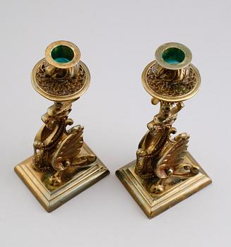 LJUSSTAKAR, 1 par, mässing, 1900-talets första hälft.
