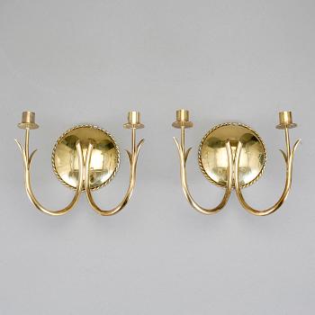 VÄGGLAMPETTER, ett par. Gunnar Ander, Ystad Metall, 1950-tal.