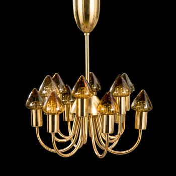 HANS-AGNE JAKOBSSON, A brass chandelier, model T 372, Markaryd, Sweden, late 20th Century.