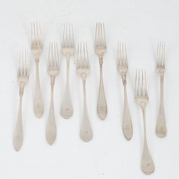 Cutlery, 15 pcs, silver, 19th-20th century.