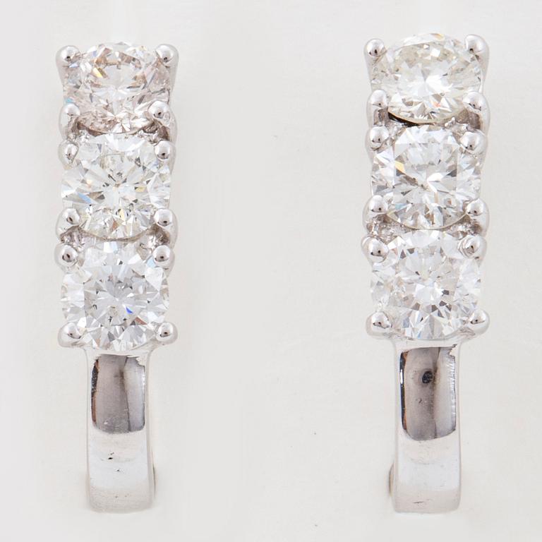 Brilliant-cut diamond earrings.