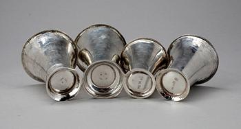BÄGARE, 4 st, silver, bl a Jöns Spongberg, Gränna 1765. Tot ca 245 g.