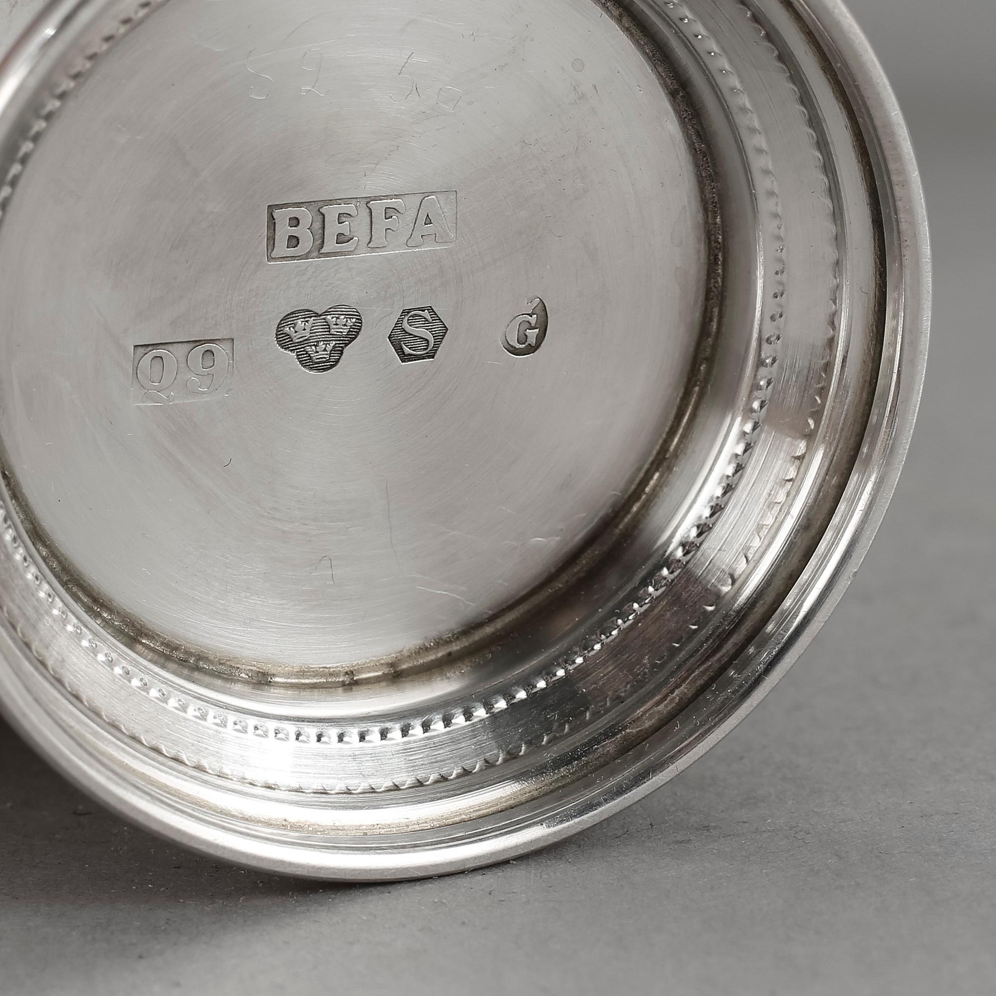 PARTI SILVER, 4 delar. Bl a Befa Guld- & Silvervarufabrik, Göteborg 1966. Totalt ca 410 g.