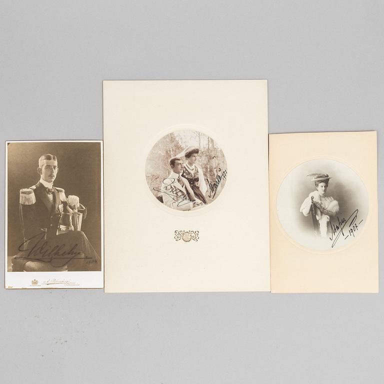 Royal photographs, 3 pieces, personally signed by Prince Wilhelm and Princess Maria.