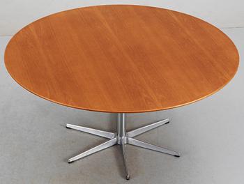 An Arne Jacobsen teak top dinner table, Fritz Hansen, Denmark 1967.