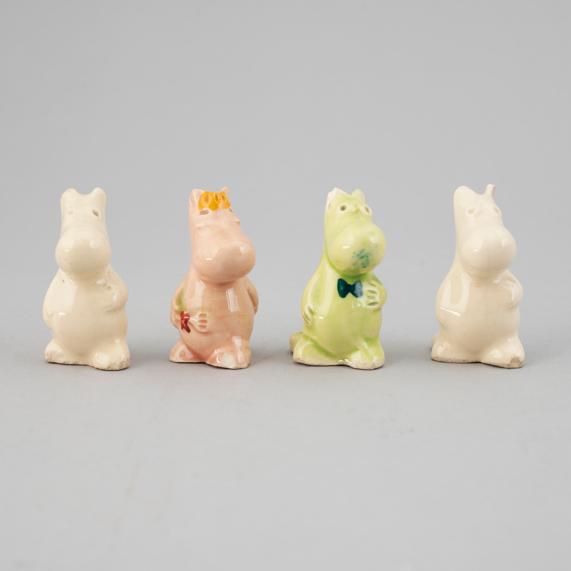 SIGNE HAMMARSTEN-JANSSON samt LEO TYKKYLÄINEN,, figuriner, 8 st, Mumin, keramik, Arabia, Finland, 1950-tal.