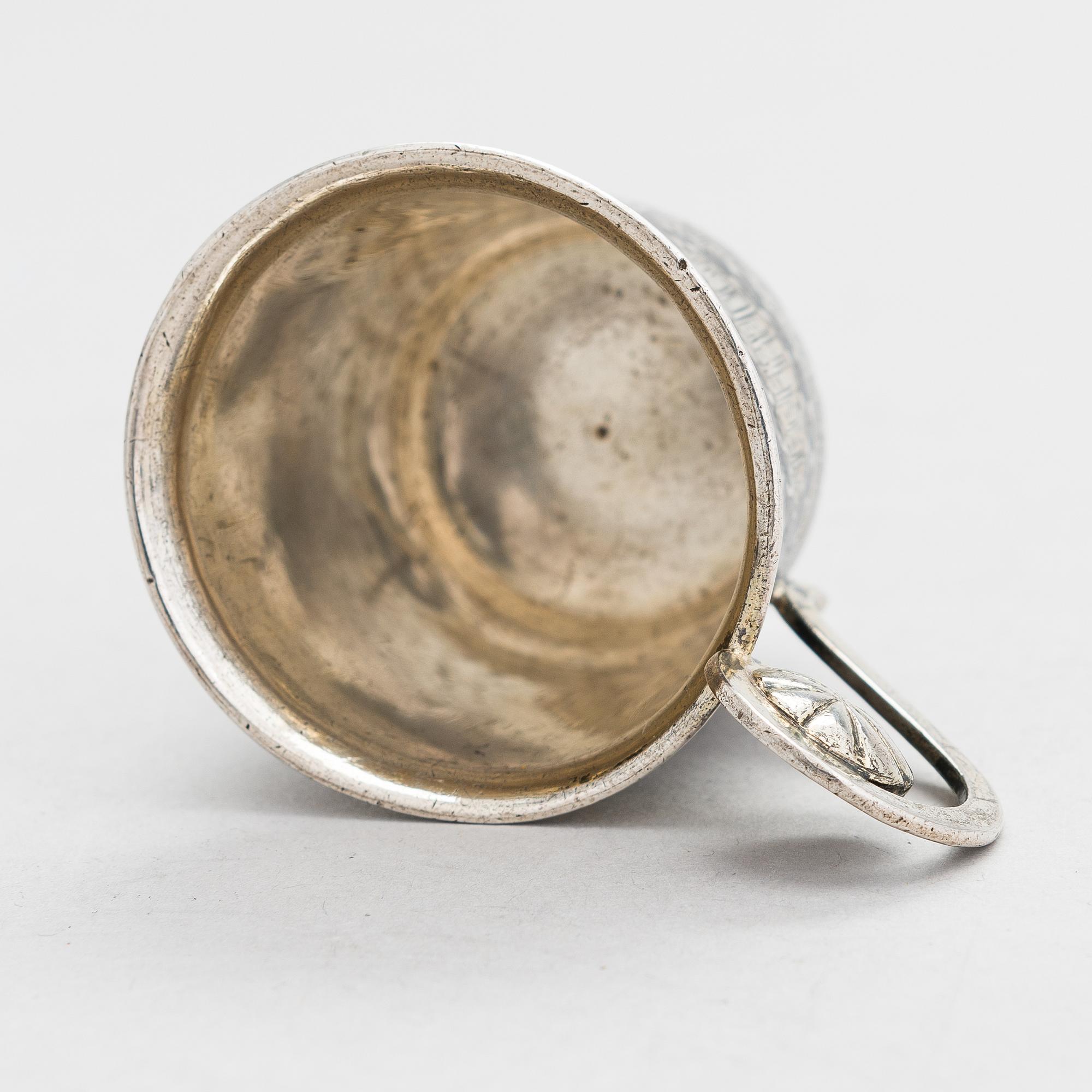 Charka, supkopp i silver, förgyllt silver och niello, Moskva, Ryssland 1800-talets mitt.