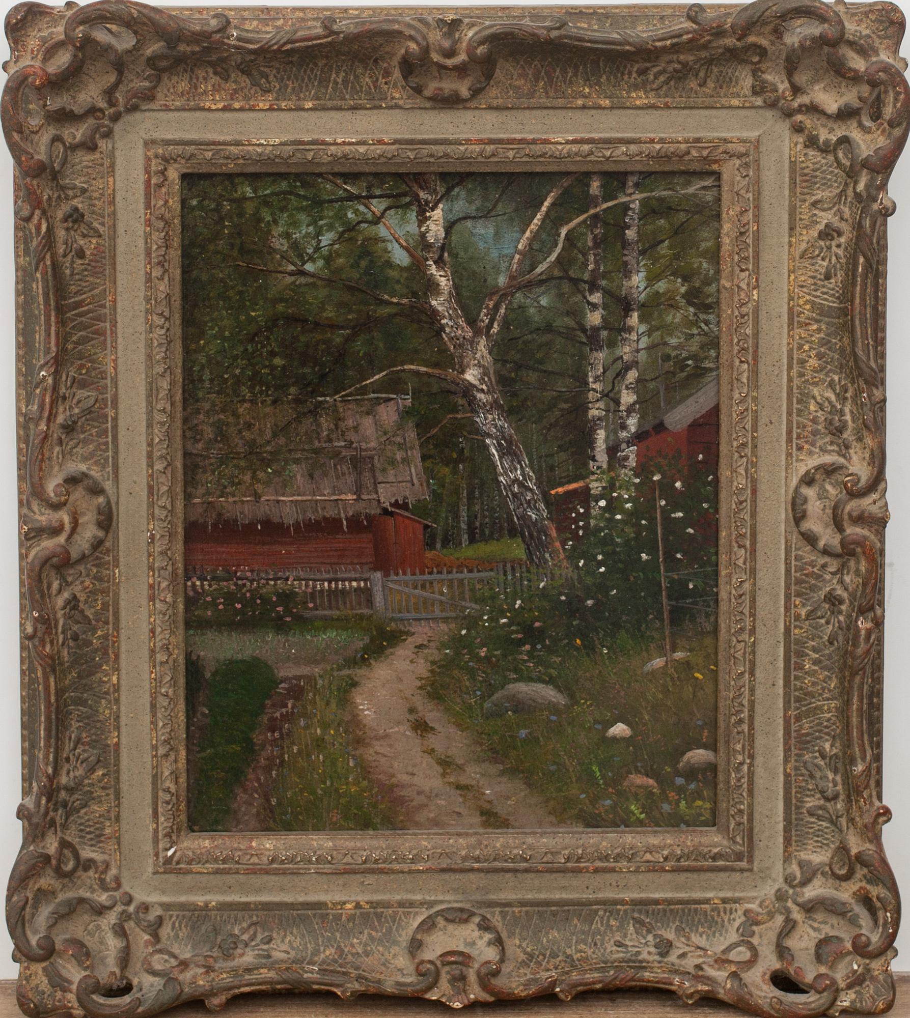 OKÄND KONSTNÄR, olja på pannå, ej signerad. 1800-talets slut.