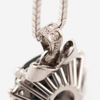 Pendant, Lennart Magnusson, 18K white gold with dark sapphire and brilliant-cut diamonds, chain included.