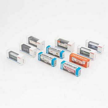 Märklin, ten freight and tank cars, gauge H0, in boxes.