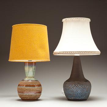 BORDSLAMPOR, 2 st. Stengods. Bornholm Danmark. 1960-tal.