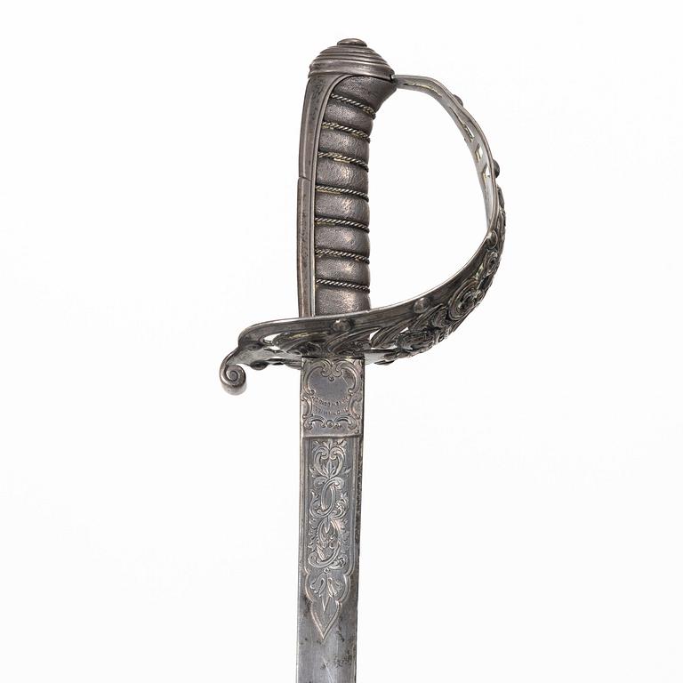 Edward H Stockwell, brevkniv i form av värja, silver, London 1873.