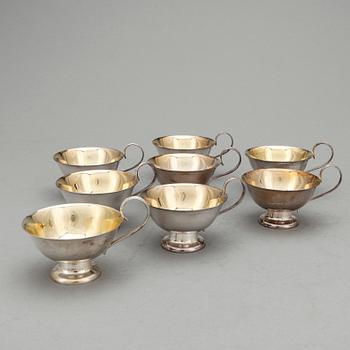 PUNCHKOPPAR, 8 st, silver, majoriteten från GAB, Stockholm 1961 - 63. Total vikt ca 325 g.