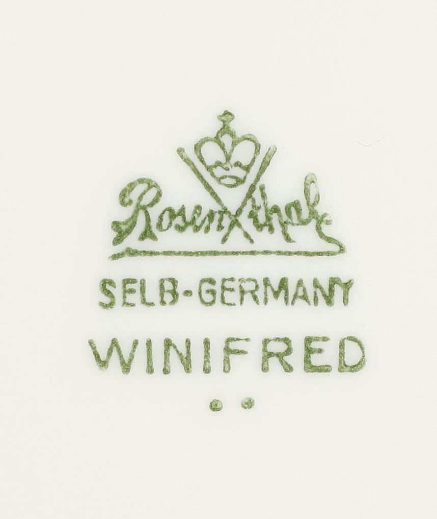 BULJONGKOPPAR MED FAT, 13 st, porslin, "Winifred", Rosenthal, 1900-talets mitt.