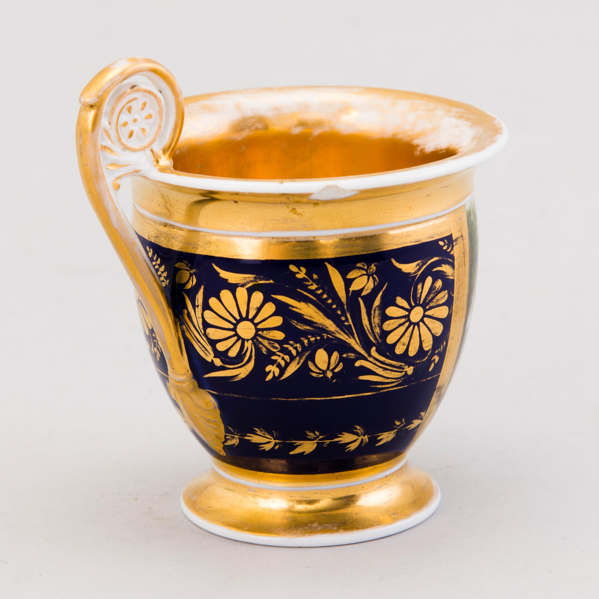 COFFEE CUP, porcelain, Gardner, Russia mid 19th century.