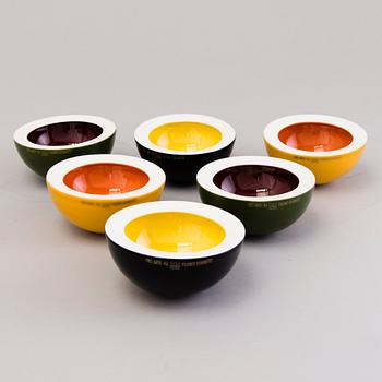 FUJIWO ISHIMOTO, Six 'Mandarin' bowls for Arabia Pro Arte 1996.