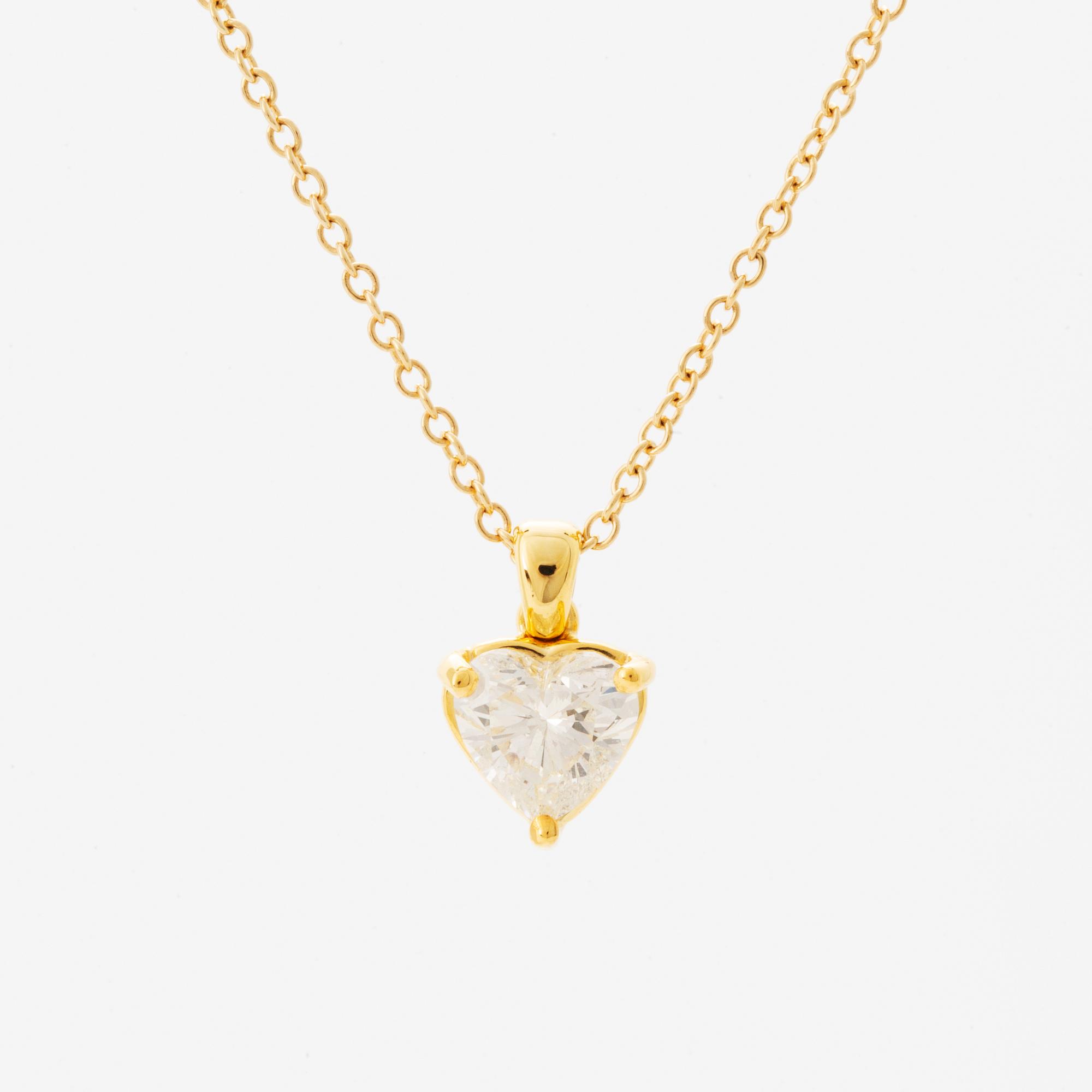 COLLIER med hjärtslipad diamant med certifikat GIA.