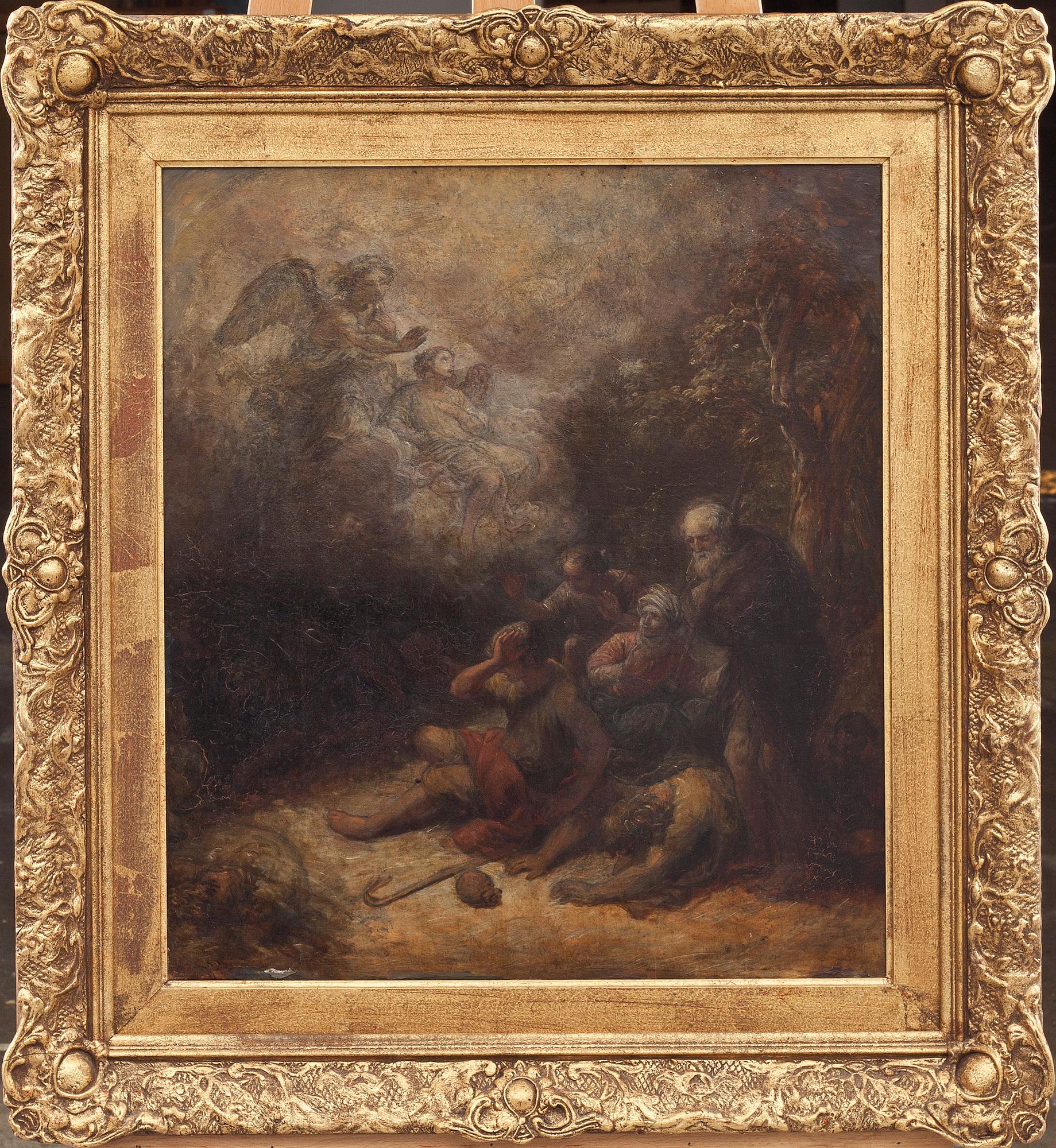 OKÄND KONSTNÄR, olja på papper, limmad på duk, 1800-tal.