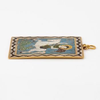 Plaque, guld och cloisonnéemalj, Bysantinsk stil, sentida.