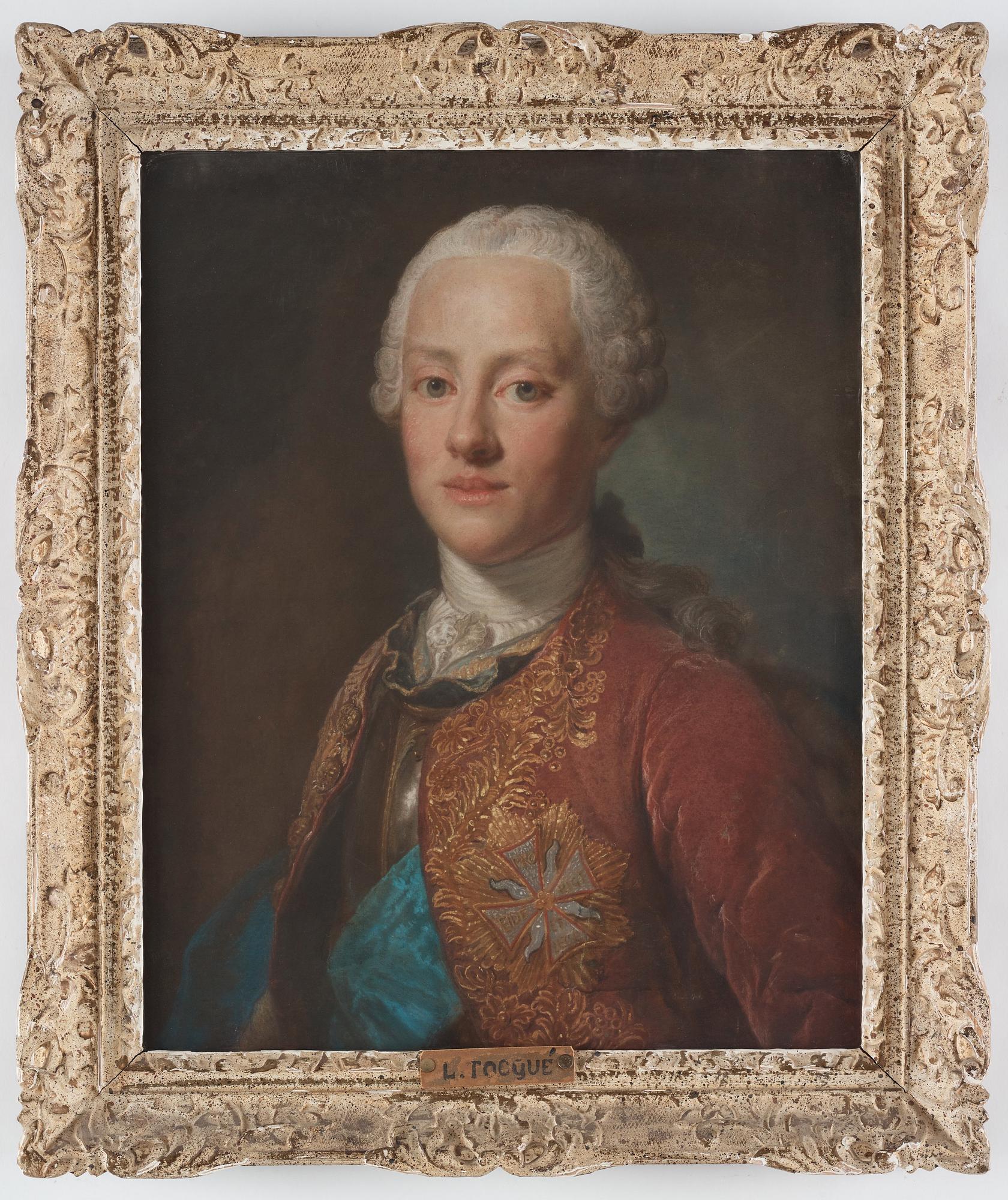Louis Tocqué Hans krets, Ung adelsherre med harnesk och vita örnens orden.