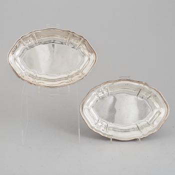 A silver plated lidded pan.