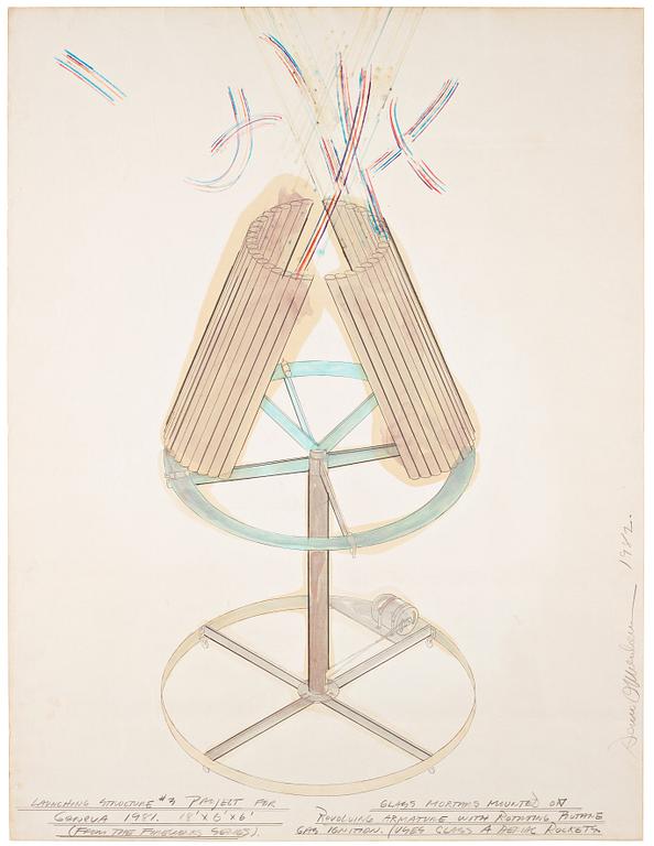 Dennis Oppenheim, DENNIS OPPENHEIM, Mixed media on paper, signed Dennis Oppenheim and dated 1982.