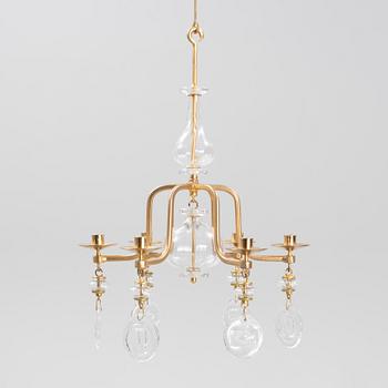 Erik Höglund, a six-light chandelier, late 20th Century.