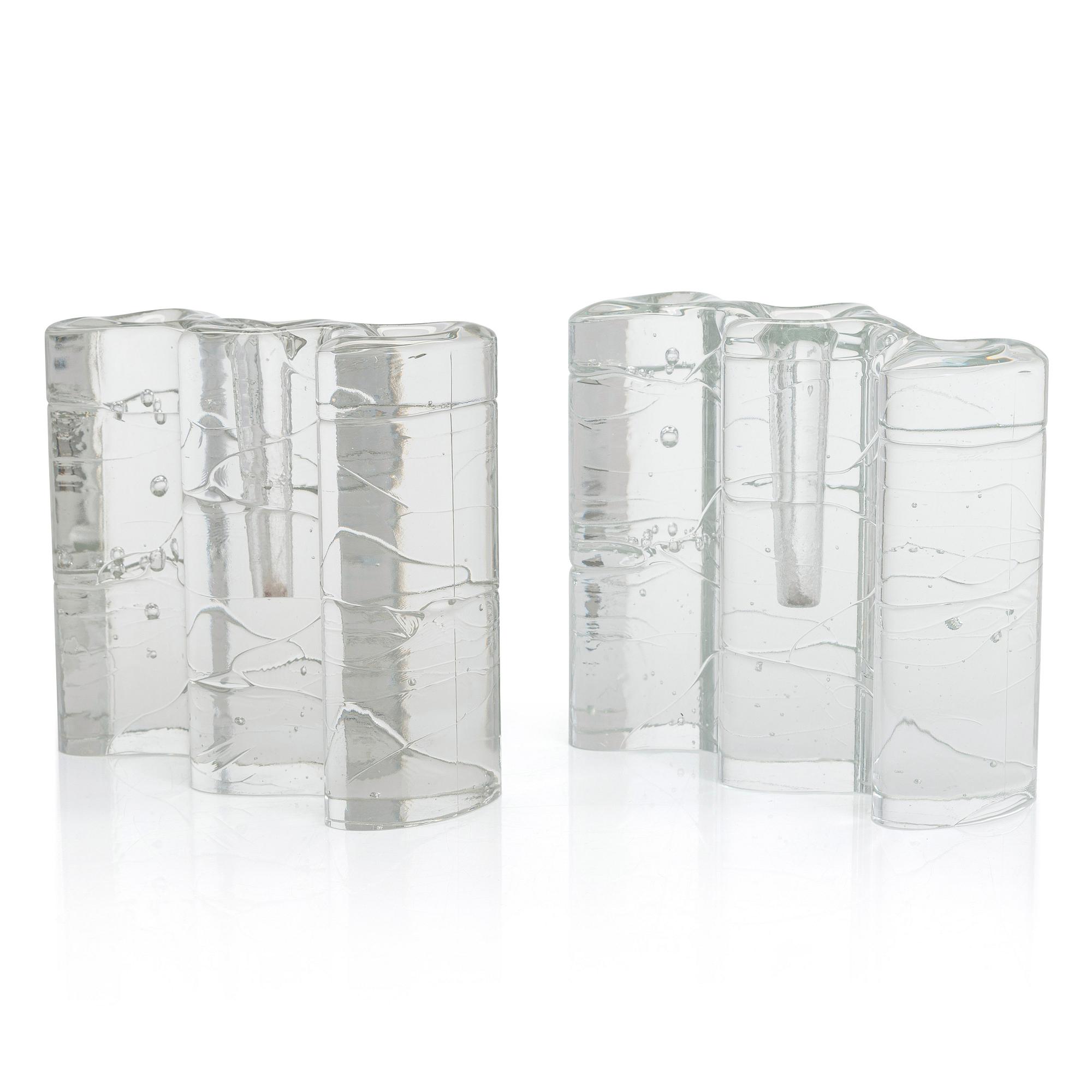 Timo Sarpaneva, glasskuplturer, 2 st, "Arkipelago"-serien, signerad Timo Sarpaneva.