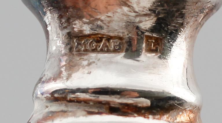 BORDSKNIVAR, 9 st, silver, MGAB, 1970. Vikt med stålblad ca.