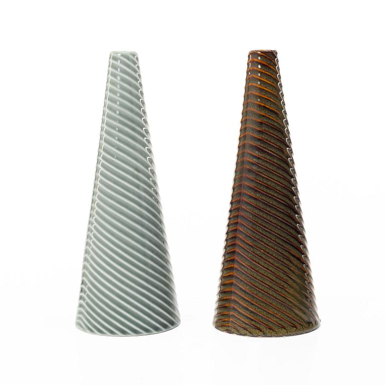 Stig Lindberg, Vaser, stengods, 2 st, "Domino", Gustavsberg.