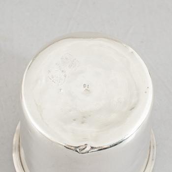 Four French silver beakers, Paris, 19th Century.