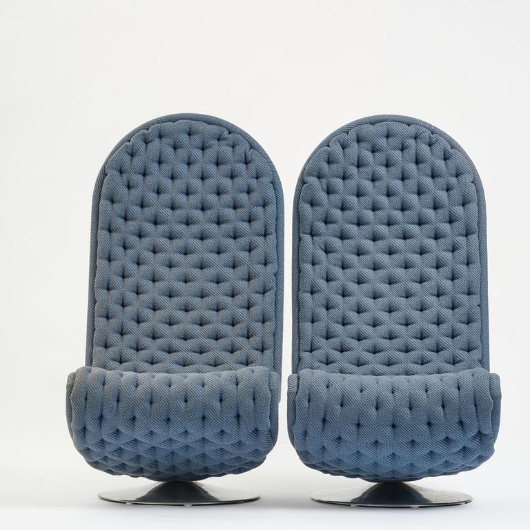 Verner Panton, fåtöljer, ett par, "System 1-2-3", Fritz Hansen, Danmark, 1970-tal.