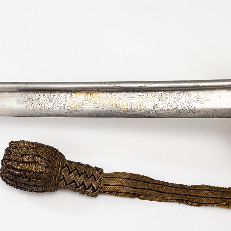 Sabel, svensk, m/1859 för infanteriofficer, med balja.