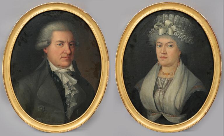A pair of portraits, oil on canvas, not signed, 18th century.