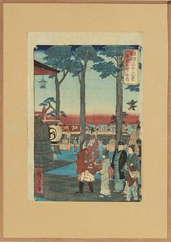 Utagawa Hiroshige II, färgträsnitt, 2st, Japan, 1800-talets andra hälft.
