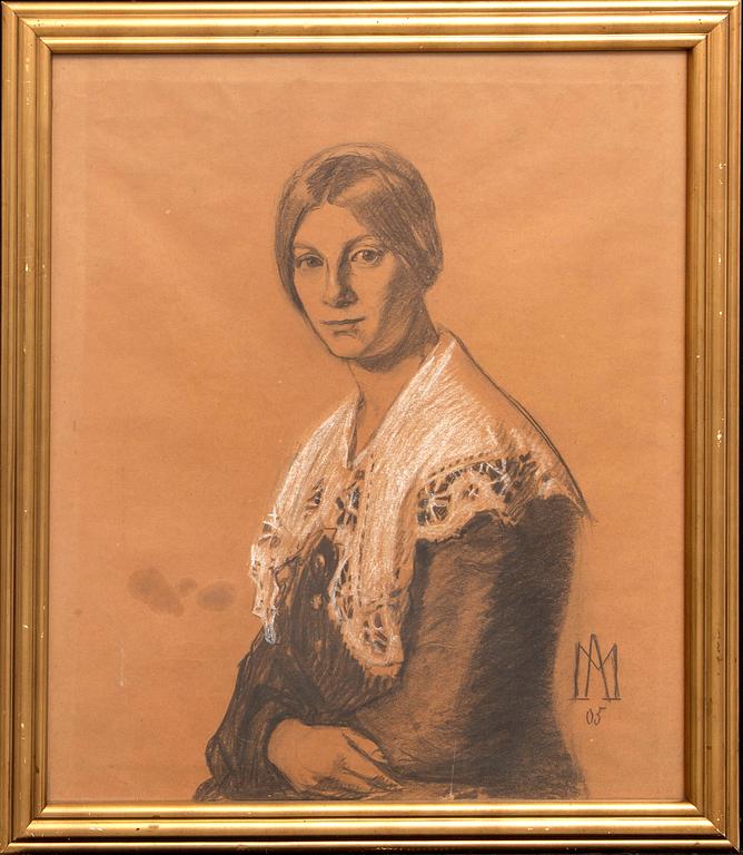 Michael Ancher, a signed and dated charcoal/chalk drawing.
