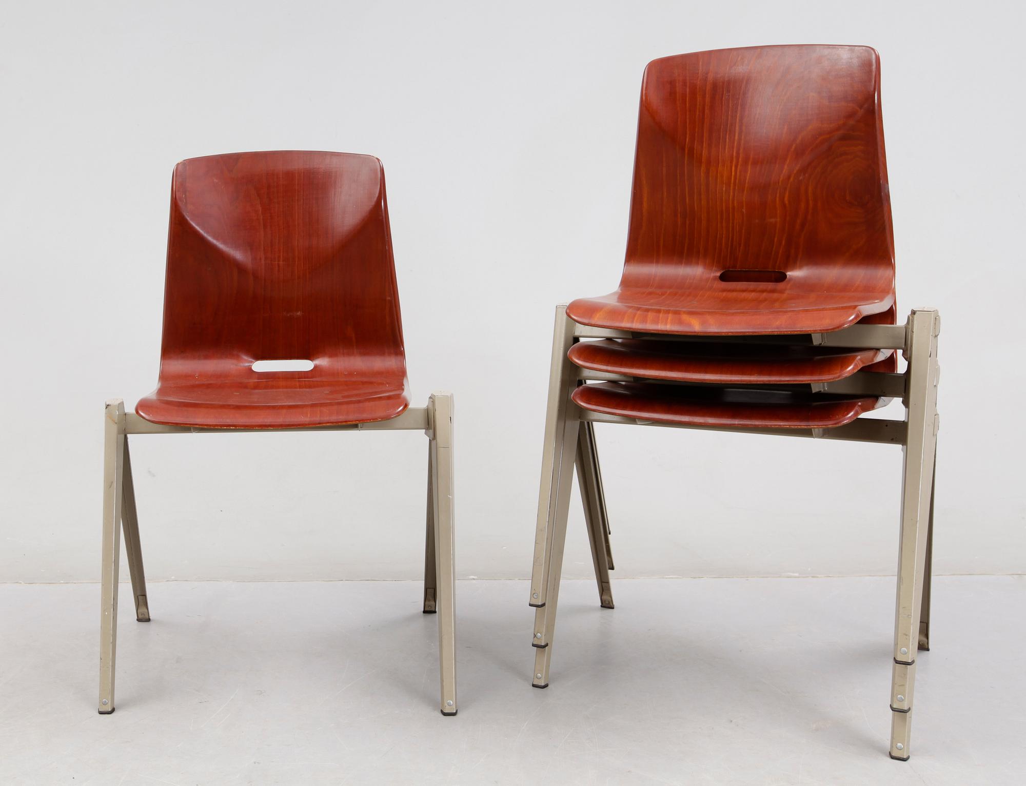 STOLAR, 4 st, Thur-op-seat, Pagholz, Västtyskland 1960-tal.