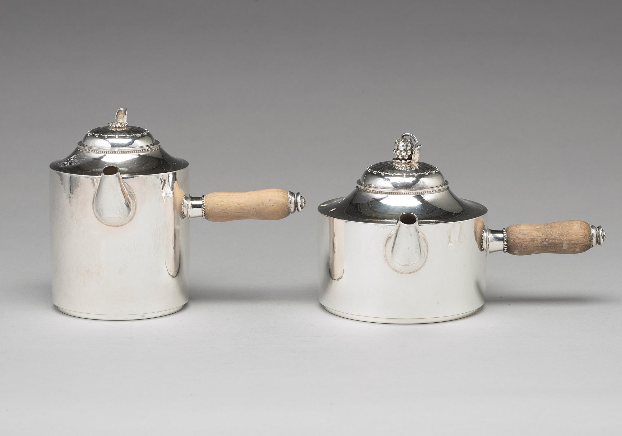 Georg Jensen, te- och kaffeservis, 5 delar med bricka, Argenterie d'Art de Georg Jensen, Köpenhamn ca 1930-1938.