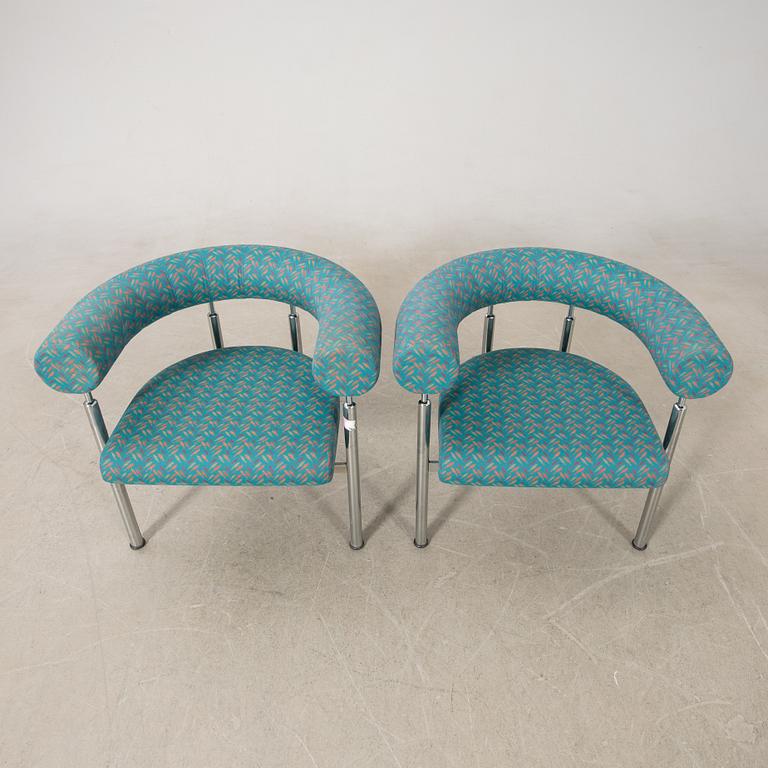 Johannes Foersom & Peter Hiort-Lorentzen, a pair of "Cobra" armchairs, Erik Jørgensen Furniture Factory, Denmark 1990s.