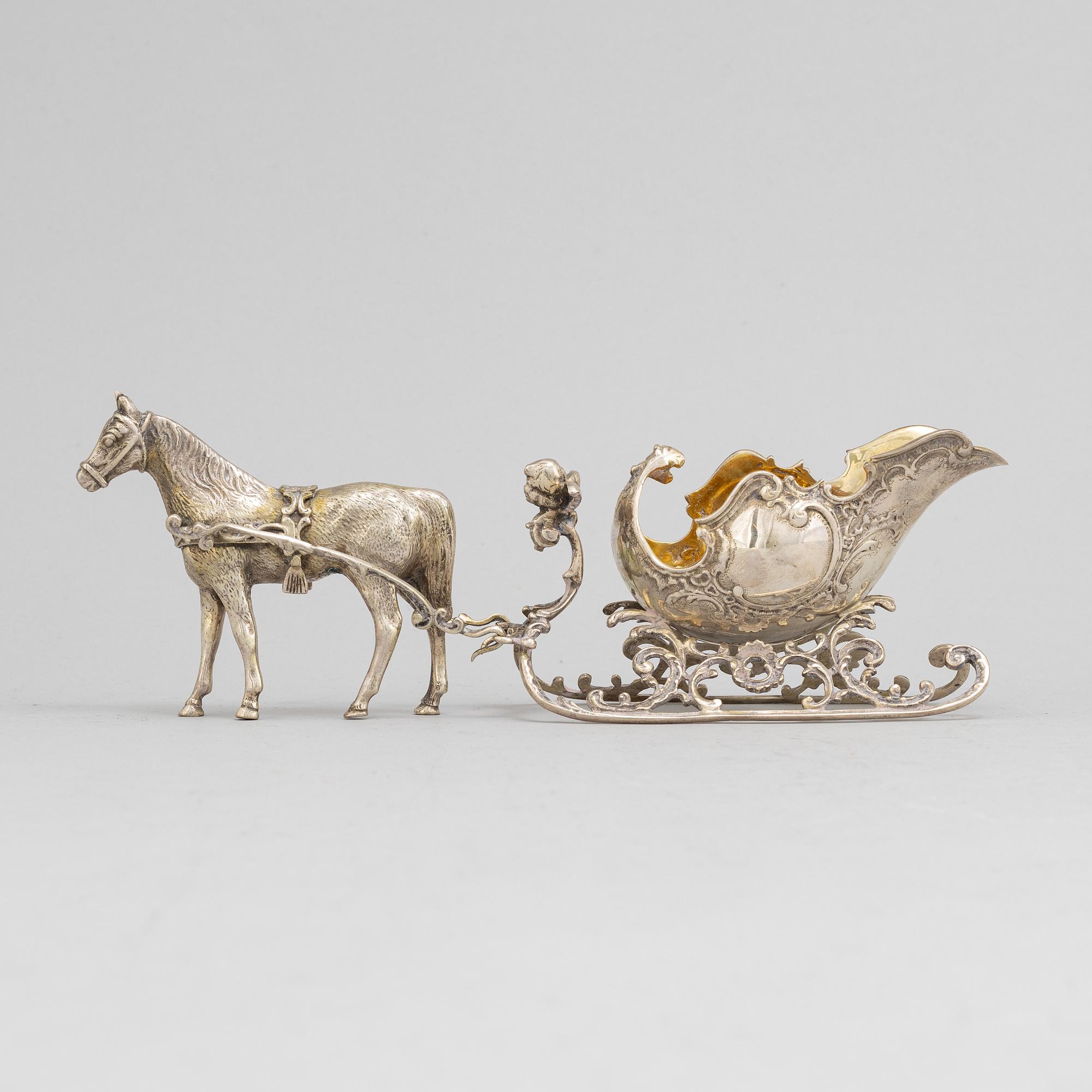 A parcel-gilt silver sculpture / bowl, Swedish import mark.