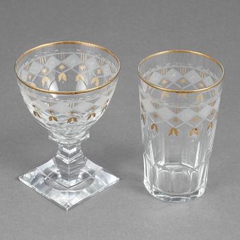 SERVISDELAR, 17 stycken, glas, Odelberg, Kosta.
