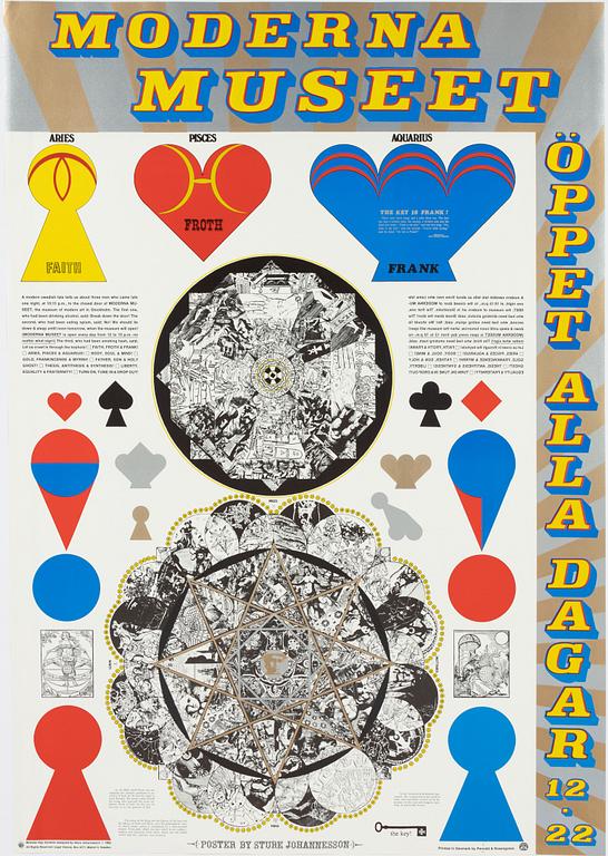 Sture Johannesson, poster. 'Modular key symbols / Aries – Pisces – Aquarius', 1969.